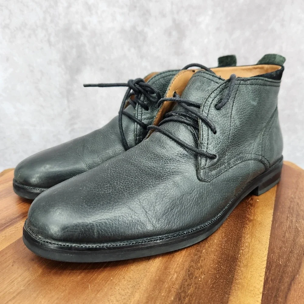 Cole Haan Chukka Boots Mens 11 M Ogden Stitch Black Leather Lace Up Ankle C24524